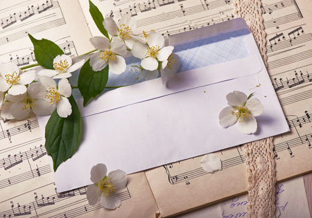 vintage background with old paperの写真素材