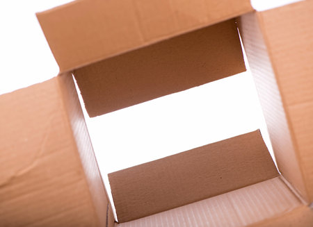 cardboard box isolated on a white background.の写真素材