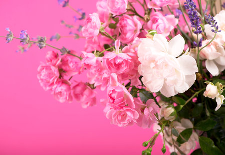 Beautiful Roses Bouquet Flowers Backgroundの写真素材