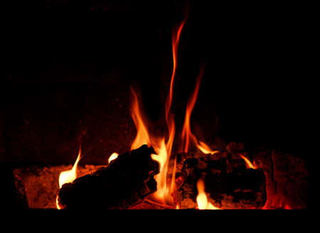 Fire , bonfire , flames on the black background