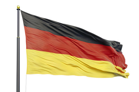 A bold german flag flutters against a clear backdrop, signifying cultural identity and patriotism. A.I.の素材