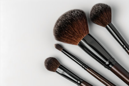 Set of high-quality makeup brushes on clean background, ideal for beauty and cosmetics presentations. A.I.の素材