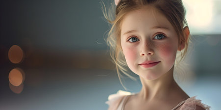 AI-generated image of a smiling young girl captured in soft light, emitting innocence and warmth. A.I.の素材