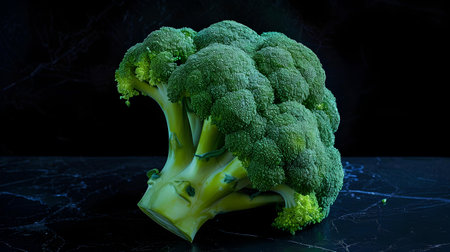 Fresh green broccoli on a dark background capturing a healthy and organic look with a dramatic tone. A.I.の素材