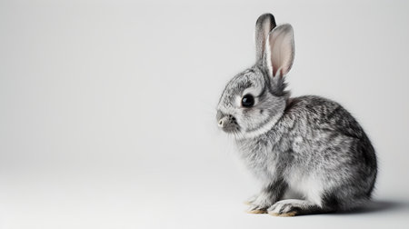 High-resolution image of a cute gray rabbit, ideal for springtime projects and easter promotions. A.I.の素材