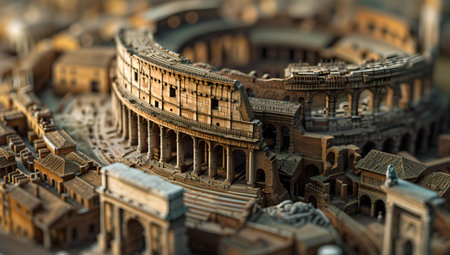 Miniature colosseum model portrayed in stunning detail and depth of field. perfect for historical content. A.I.の素材