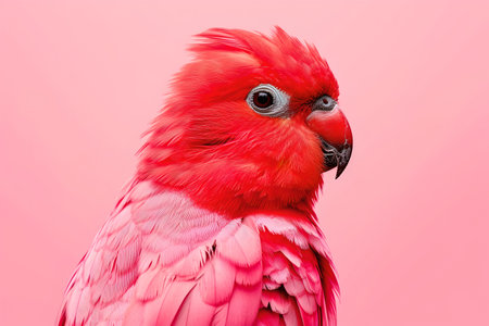 Striking vivid pink parrot, with detailed feathers, set against a matching background captures attention. A.I.の素材