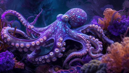 AI-created image of a colorful octopus in its natural habitat. ideal for marine biology and oceanography themes. A.I.の素材
