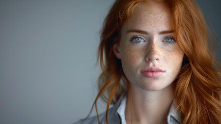 Natural-looking young redhead with a thoughtful expression. ideal for modern lifestyle themes. A.I.の素材