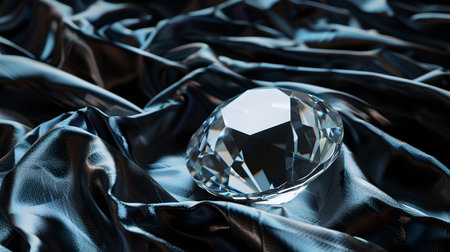 A radiant diamond rests on sumptuous satin, symbolizing opulence and luxury. perfect imagery for high-end branding. A.I.の素材