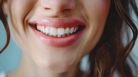 A cheerful female smile close up. ideal for dental hygiene and happiness themes in advertising. A.I.の素材