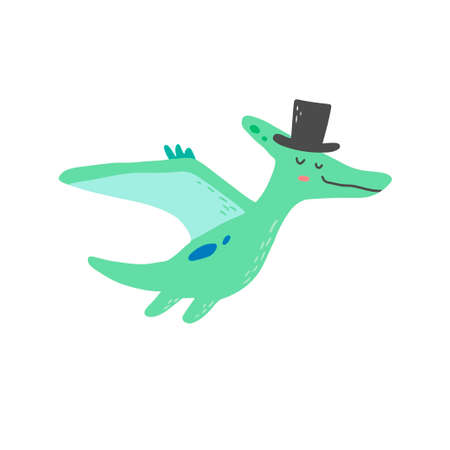 Cute dinosaur for kids, baby t-shirt, greeting card design. Funny little dino of hand drawn style. Vector illustration of dinosaur isolated on background.のイラスト素材