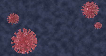 Coronavirus, COVID-19, corona virus, SARS-CoV-2, pandemic concept background for health, medical design. Coronavirus 3d rendering. Copyspace.の写真素材