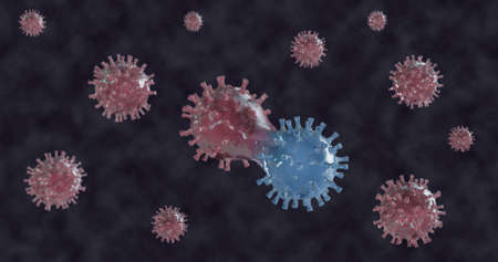 New virus mutation of coronavirus, hantavirus, COVID-19, pandemic concept background for health, medical design. Coronavirus mutation 3d rendering.の素材 [FY310145383730]