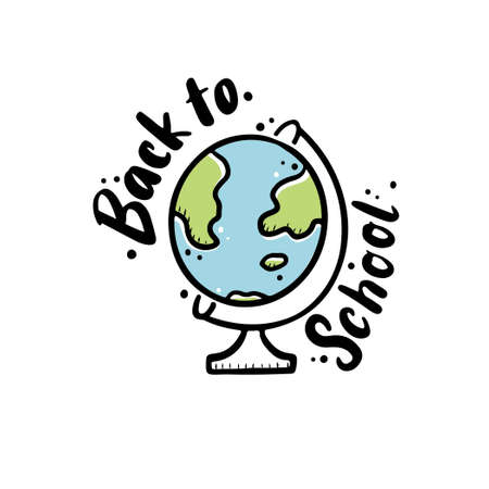 Cute hand drawn lettering Back to school quote by doodle sketch style. Vector illustration slogan for kids poster, children banner for school or education.のイラスト素材