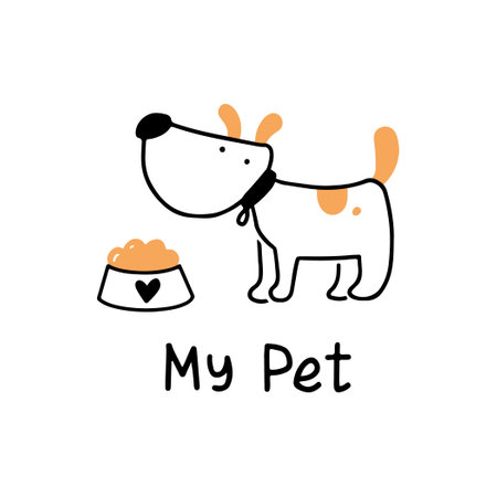 Cute puppy dog pet. Cartoon dog character illustration for icon, logo, poster, banner design. Funny and happy pet concept.のイラスト素材