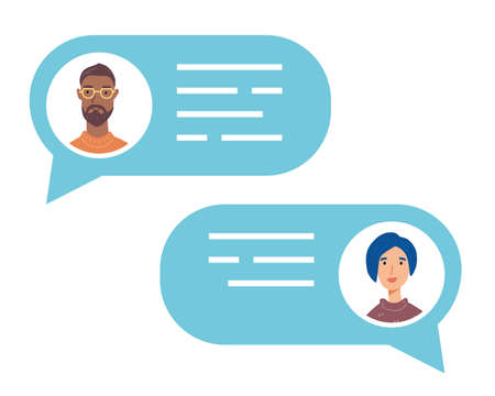 Speech bubble with talking people avatars.のイラスト素材