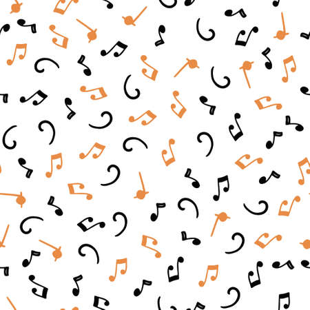 Hand drawn seamless pattern of musical notes. Flat sketch style. Isolated vector illustration for for musical instrument store, music festival background, textile, wallpaper, fabric.のイラスト素材