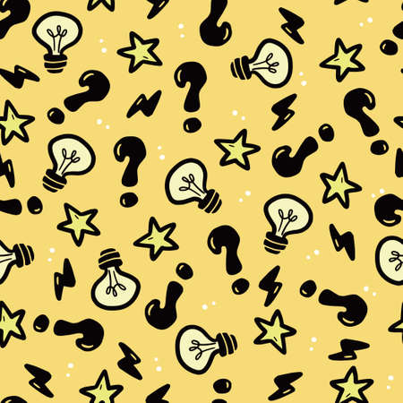 Hand drawn seamless pattern of brainstorm, idea, strategy. Doodle sketch style. Isolated vector illustration for a innovation, brainstorm, business wallpaper, background, textile design.のイラスト素材