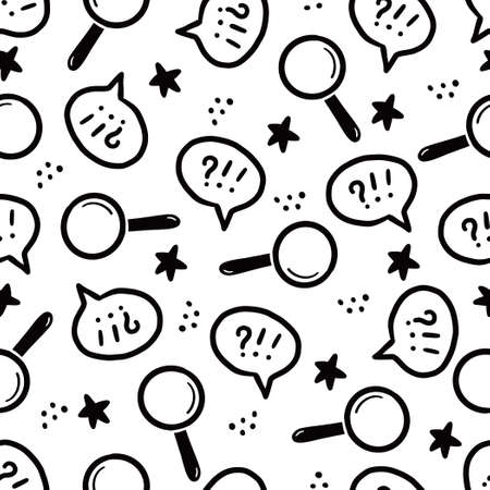 Hand drawn seamless pattern of brainstorm, idea, strategy. Doodle sketch style. Isolated vector illustration for a innovation, brainstorm, business wallpaper, background, textile design.のイラスト素材