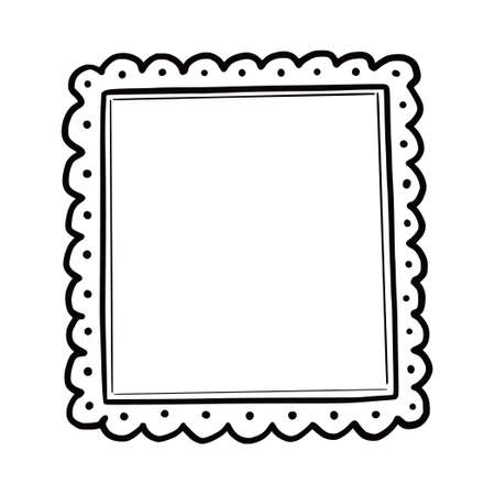 Hand drawn photo frame, picture border. Doodle sketch style. Frame of scribble, squiggly. Vector illustration.のイラスト素材