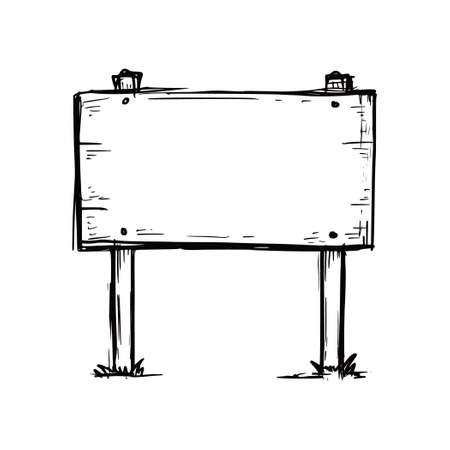 Sketch direction sign. Hand drawn doodle style. Wooden signpost. Vector illustration.のイラスト素材