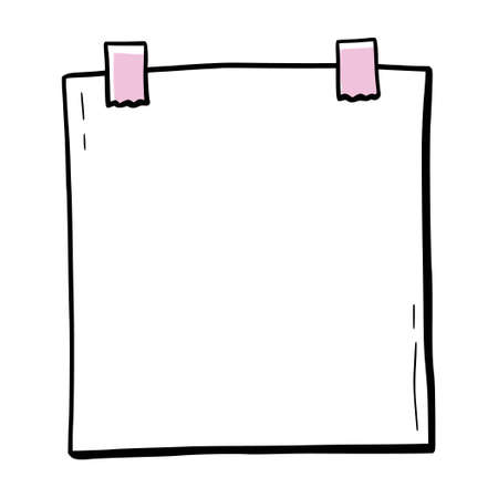 Hand drawn paper sticker, photo frame, picture border. Doodle sketch style. Frame of square shape. Vector illustration.のイラスト素材
