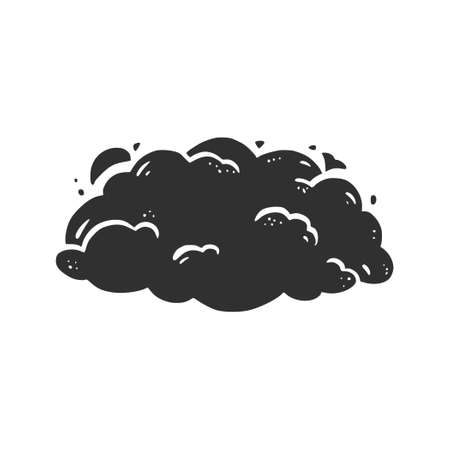 Hand drawn explosion cloud, splash smoke element. Comic doodle sketch style. Splash cloud icon. Isolated vector illustrationのイラスト素材
