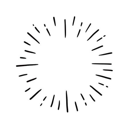 Line doodle ray, sparkle, sunburst. Hand drawn sketch style sunshine, starburst. Vector illustration.のイラスト素材
