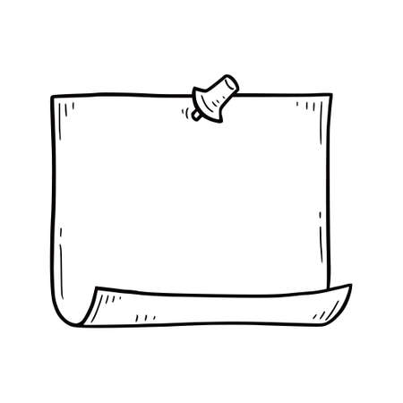 Hand drawn paper memo sticky. Doodle sketch style. Reminder paper sticker for pin notice, text. Vector illustration.のイラスト素材