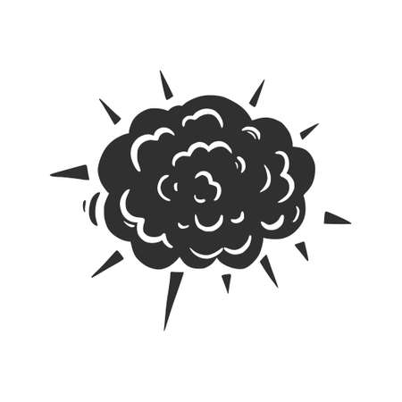 Hand drawn explosion cloud, splash smoke element. Comic doodle sketch style. Splash cloud icon. Isolated vector illustrationのイラスト素材