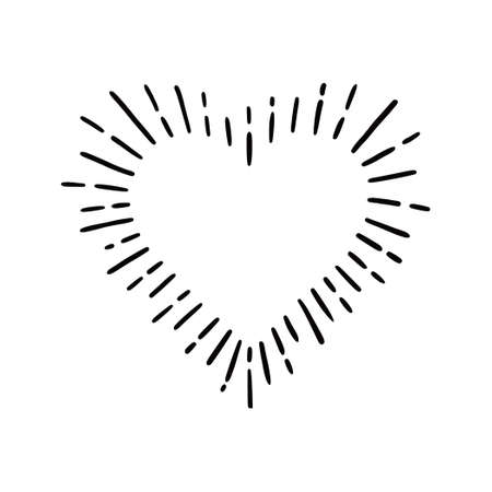 Heart shape burst. Hand drawn sketch style. Heart vector illustration for sunburst frame, love quote.のイラスト素材