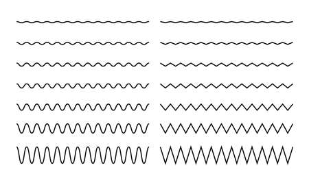 Wave, zigzag, wiggle line stroke for divider, border design. Curve brush stroke. Vector illustration.のイラスト素材