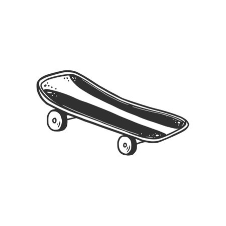 Hand drawn skateboard. Doodle sketch style. Drawing line simple teen skate. Isolated vector illustration.のイラスト素材