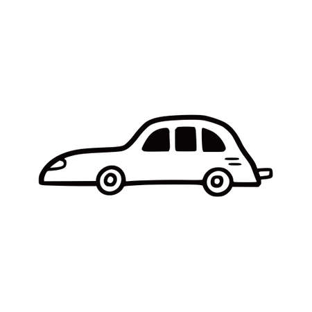 Doodle car. Funny sketch scribble style. Hand drawn toy car vector illustration.のイラスト素材