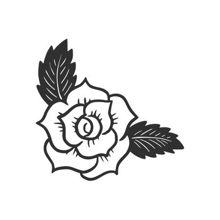 Hand drawn rose flower. Doodle sketch style. Drawing line simple rose icon. Isolated vector illustration.のイラスト素材