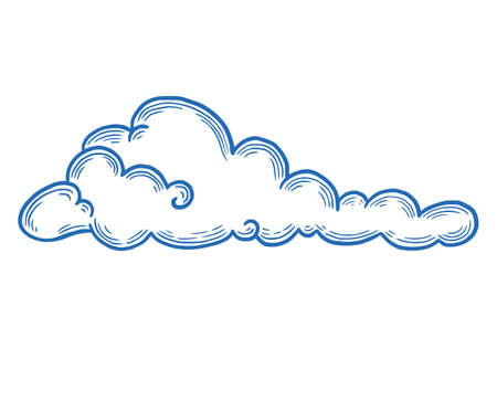 Hand drawn cloud set. Doodle sketch style cloud. Simple outline scribble draw. Vector illustration.のイラスト素材
