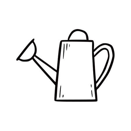 Hand drawn watering can. Doodle sketch style. Drawing line simple watering can icon. Isolated vector illustration.のイラスト素材
