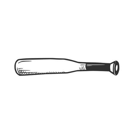 Hand drawn baseball bat. Doodle sketch style. Drawing line simple wood bat. Isolated vector illustration.のイラスト素材