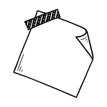 Hand drawn paper memo sticky. Doodle sketch style. Reminder paper sticker for pin notice, text. Vector illustration.のイラスト素材