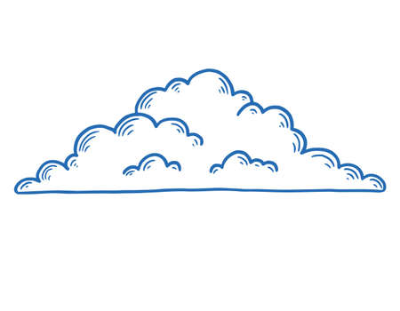 Hand drawn cloud set. Doodle sketch style cloud. Simple outline scribble draw. Vector illustration.のイラスト素材