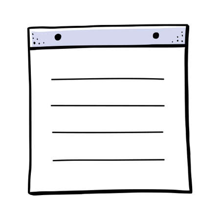 Hand drawn paper memo sticky. Doodle sketch style. Reminder paper sticker for pin notice, text. Vector illustration.のイラスト素材