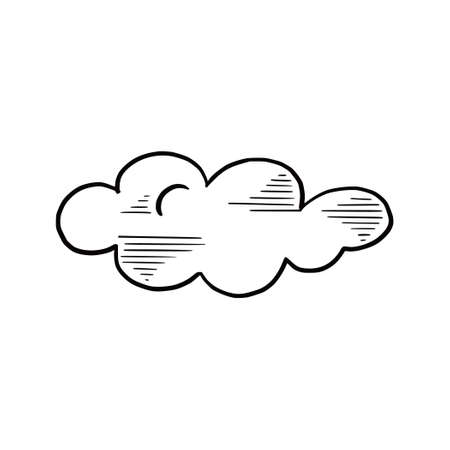 Hand drawn cloud set. Doodle sketch style cloud. Simple outline scribble draw. Vector illustration.のイラスト素材
