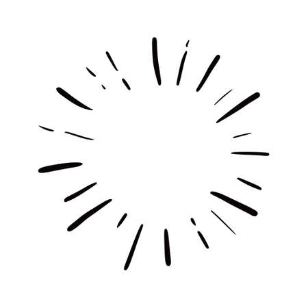 Line doodle ray, sparkle, sunburst. Hand drawn sketch style sunshine, starburst. Vector illustration.のイラスト素材