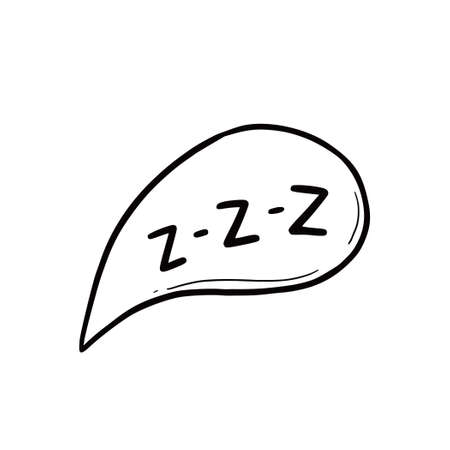 Zzz doodle comic speech bubble. Hand drawn sketch dtyle zzz text with bubble. Isolated vector illustration.のイラスト素材