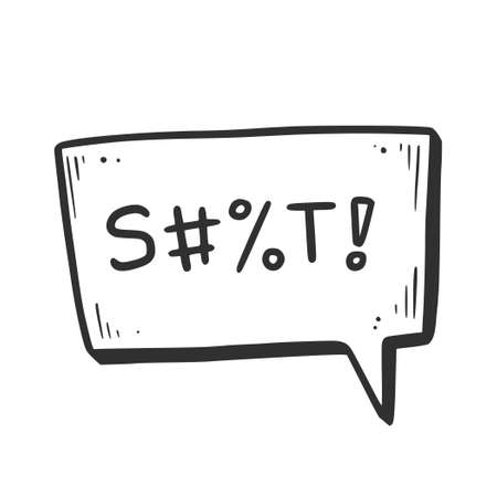 Swear word speech bubble. Curse, rude, swear word for angry, bad, negative expression. Hand drawn doodle sketch style. Vector illustration isolated on white background.のイラスト素材