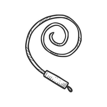 Hand drawn rope lasso element. Comic doodle sketch style. Cowboy, western concept icon. Isolated vector illustration.のイラスト素材