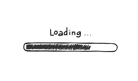 Loading bar doodle element. Hand drawn line sketch style. Slow download speed, progress status, internet load bar concept. Isolated vector illustration.のイラスト素材