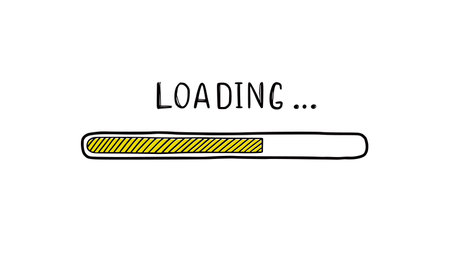 Loading bar doodle element. Hand drawn line sketch style. Slow download speed, progress status,...