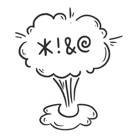Swear word speech bubble. Curse, rude, swear word for angry, bad, negative expression. Hand drawn doodle sketch style. Vector illustration isolated on white background.のイラスト素材